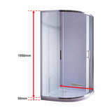 100 x 100cm Rounded Sliding 6mm Curved Shower Screen with Base in Chrome - Rear View