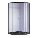 90 x 90cm Rounded Sliding 6mm Curved Shower Screen with Base in Black - Side View