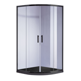 100 x 100cm Rounded Sliding 6mm Curved Shower Screen with Base in Black