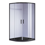 100 x 100cm Rounded Sliding 6mm Curved Shower Screen with Base in Black
