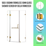 900 x 900mm Frameless 10mm Glass Shower Screen By Della Francesca - Front View