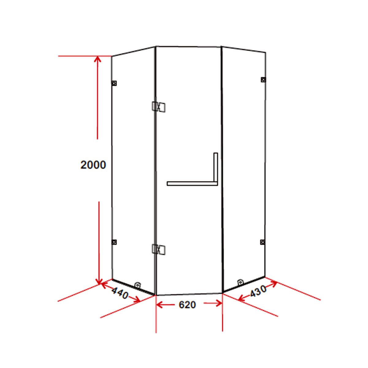 900 x 900mm Frameless 10mm Glass Shower Screen By Della Francesca
