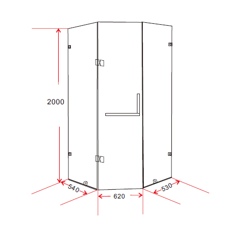 1000 x 1000mm Frameless 10mm Glass Shower Screen By Della Francesca