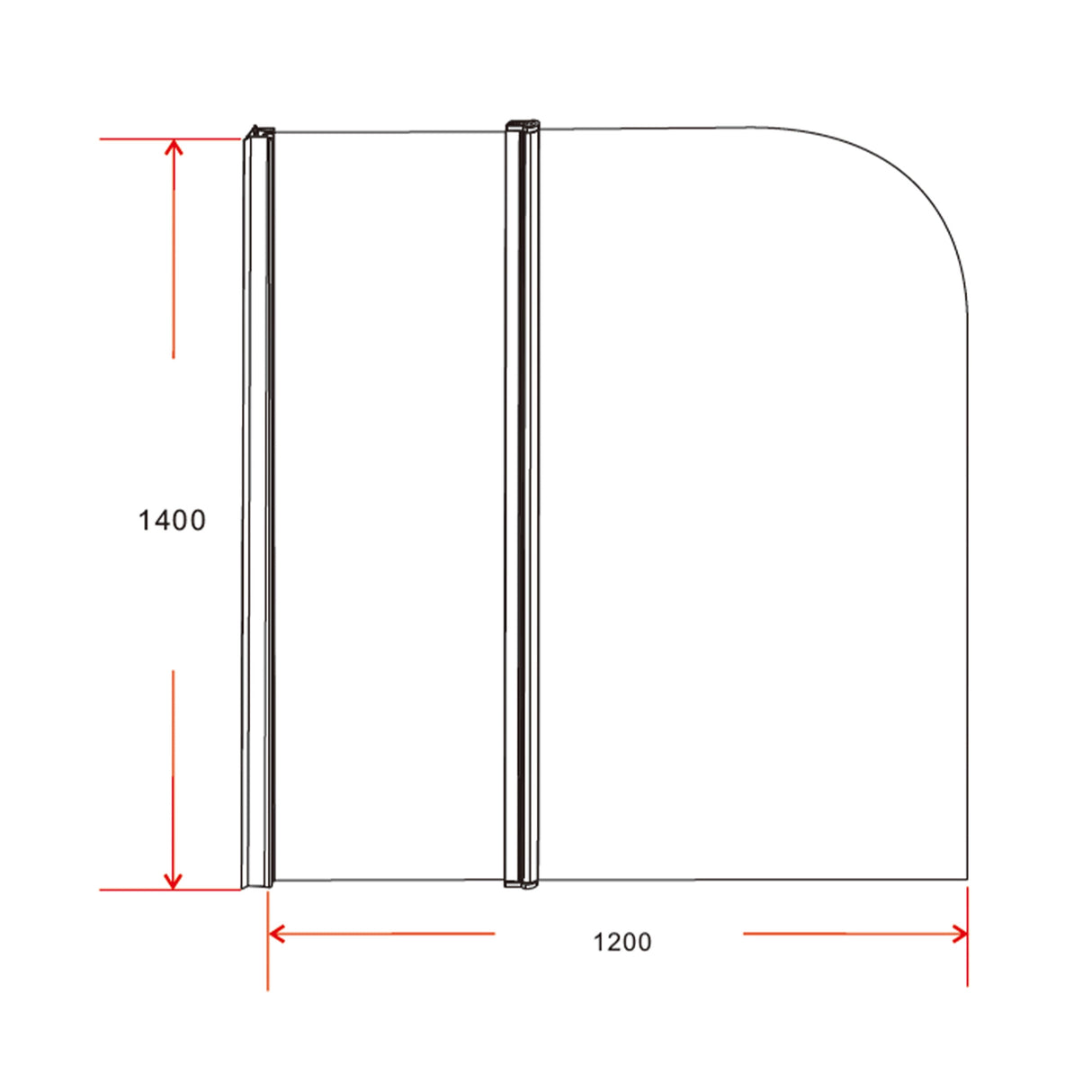 180 Degree Pivot Door 6mm Safety Glass Bath Shower Screen 1200x1400mm