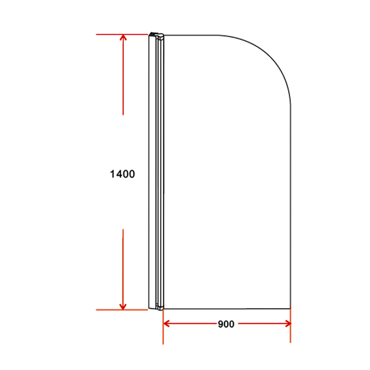 180 Degree Pivot Door 6mm Safety Glass Bath Shower Screen 900x1400mm By Della Francesca
