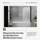 180 Degree Pivot Door 6mm Safety Glass Bath Shower Screen 900x1400mm By Della Francesca - Extra Image