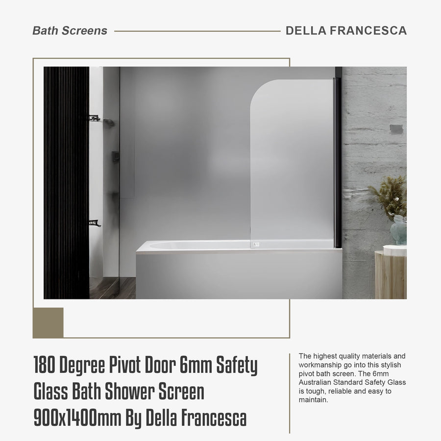 180 Degree Pivot Door 6mm Safety Glass Bath Shower Screen 900x1400mm By Della Francesca