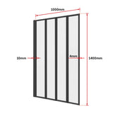 4 Fold Black Folding Bath Shower Screen Door Panel 1000 x 1400mm - Extra Image