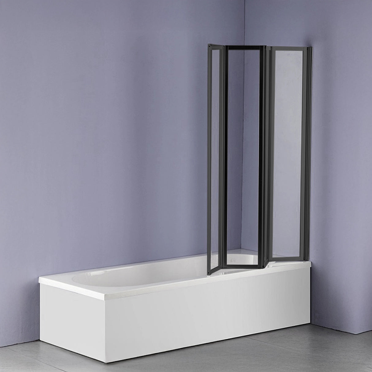 4 Fold Black Folding Bath Shower Screen Door Panel 1000 x 1400mm