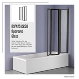 4 Fold Black Folding Bath Shower Screen Door Panel 1000 x 1400mm - Low Angle