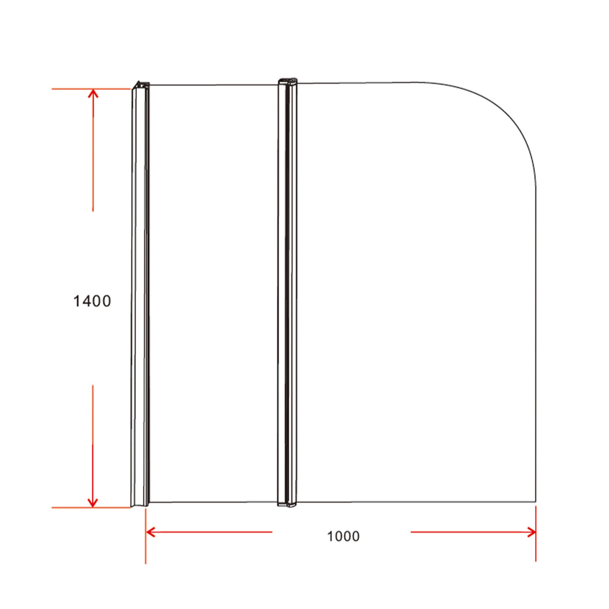 180 Degree Pivot Door 6mm Safety Glass Bath Shower Screen 1000x1400mm By Della Francesca