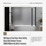180 Degree Pivot Door 6mm Safety Glass Bath Shower Screen 1000x1400mm By Della Francesca - Low Angle