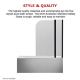 180 Degree Pivot Door 6mm Safety Glass Bath Shower Screen 800x1400mm - Low Angle