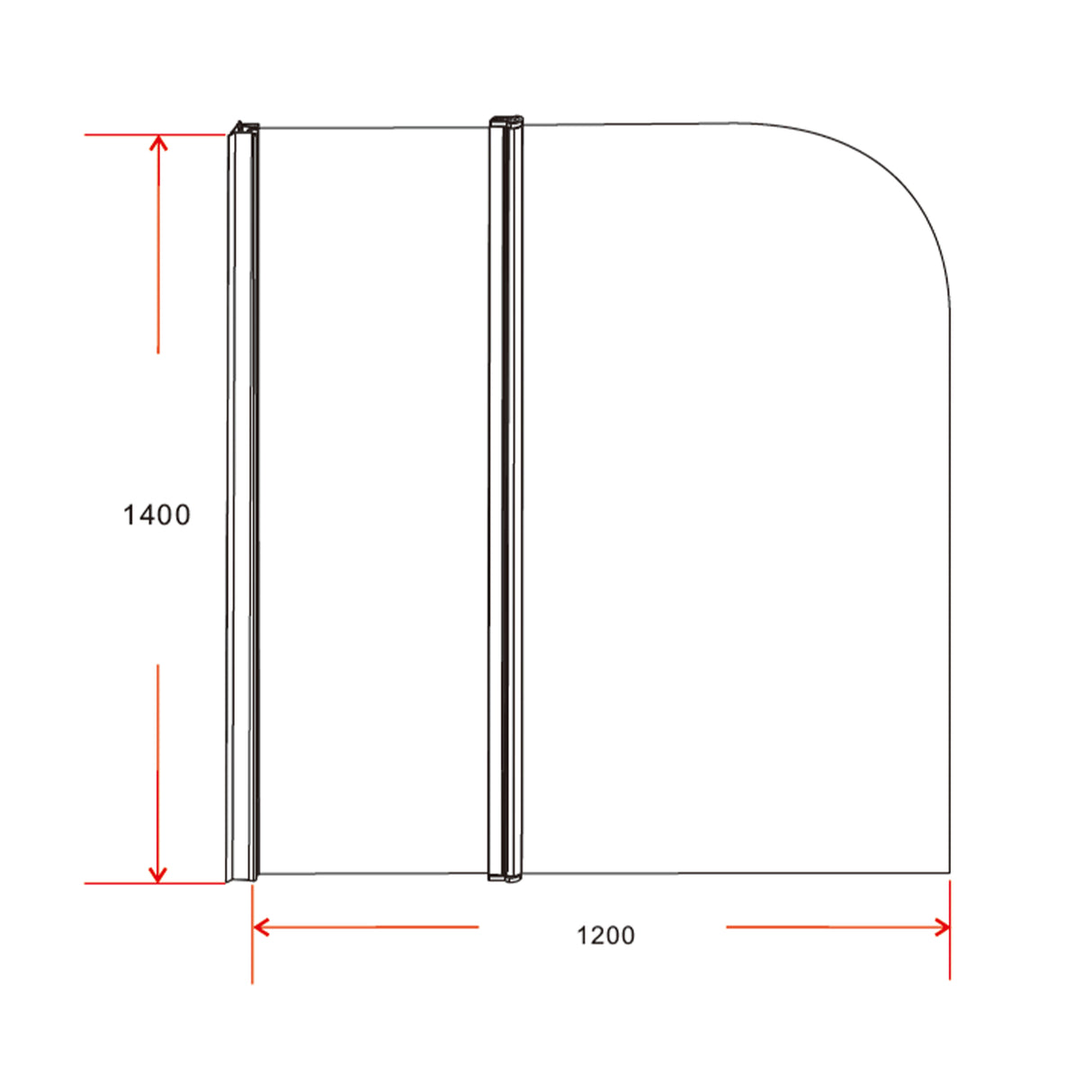180 Degree Pivot Door 6mm Safety Glass Bath Shower Screen 800x1400mm