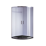 90 x 90cm Chrome Rounded Sliding 6mm Curved Shower Screen with Black Base