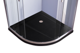 90 x 90cm Chrome Rounded Sliding 6mm Curved Shower Screen with Black Base