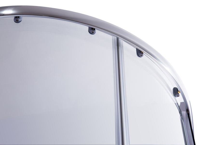 90 x 90cm Chrome Rounded Sliding 6mm Curved Shower Screen with Black Base