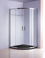 100 x 100cm Chrome Rounded Sliding 6mm Curved Shower Screen with Black Base