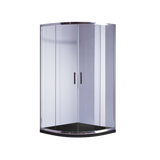 100 x 100cm Chrome Rounded Sliding 6mm Curved Shower Screen with Black Base