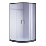 90 x 90cm Black Rounded Sliding 6mm Curved Shower Screen with White Base