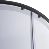 90 x 90cm Black Rounded Sliding 6mm Curved Shower Screen with White Base - Top-Down View