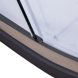 90 x 90cm Black Rounded Sliding 6mm Curved Shower Screen with White Base - Rear View