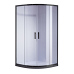100 x 100cm Black Rounded Sliding 6mm Curved Shower Screen with White Base