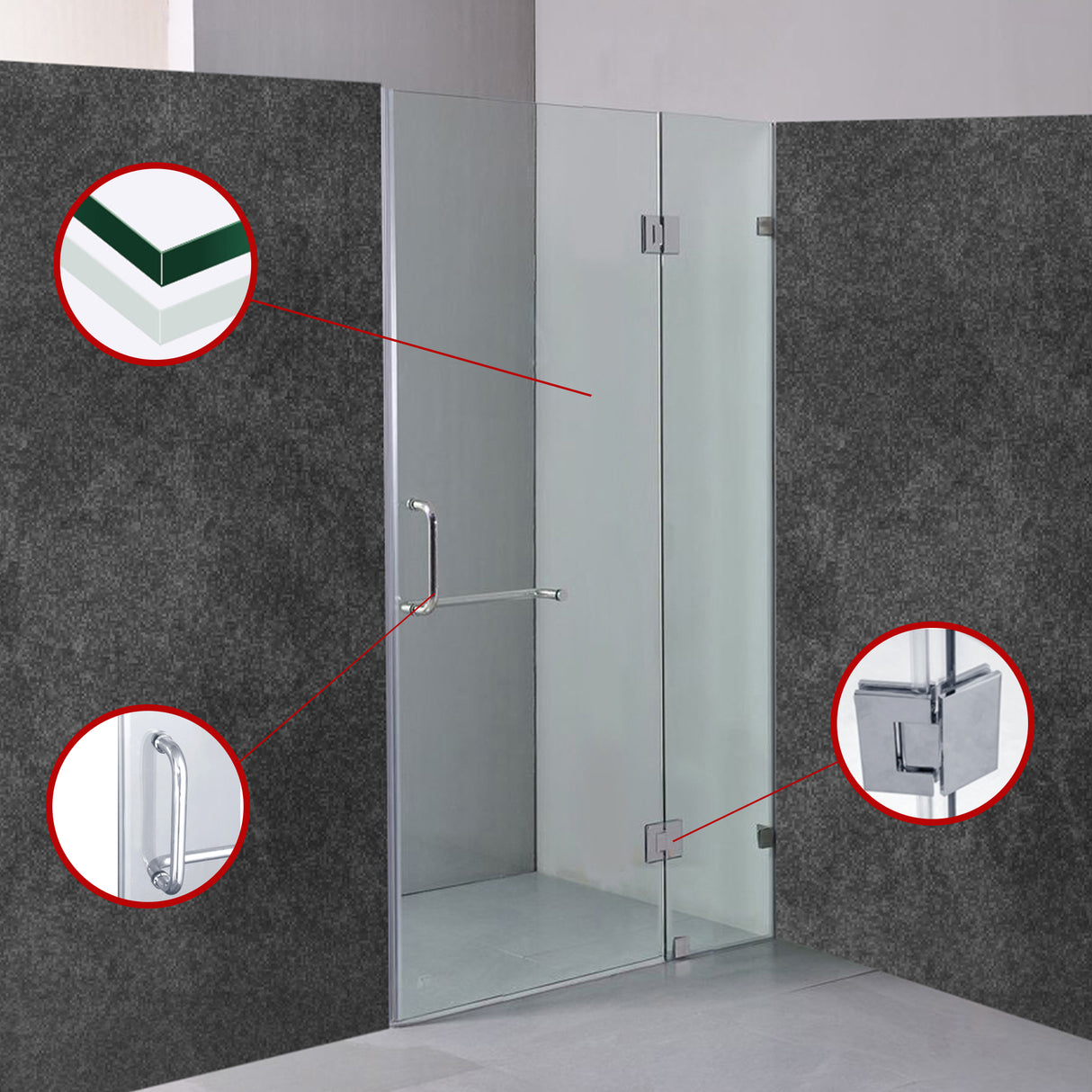 120 x 200cm Wall to Wall Frameless Shower Screen 10mm Glass By Della Francesca