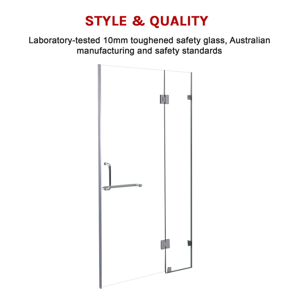 120 x 200cm Wall to Wall Frameless Shower Screen 10mm Glass By Della Francesca