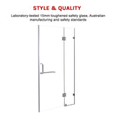 120 x 200cm Wall to Wall Frameless Shower Screen 10mm Glass By Della Francesca - 45-Degree Angle