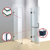 1000 x 1000mm Frameless 10mm Glass Shower Screen By Della Francesca - Top-Down View