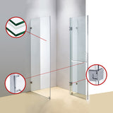 1000 x 1000mm Frameless 10mm Glass Shower Screen By Della Francesca - Top-Down View