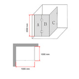1000 x 1000mm Frameless 10mm Glass Shower Screen By Della Francesca