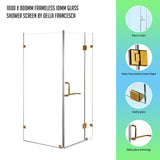 1000 x 800mm Frameless 10mm Glass Shower Screen By Della Francesca