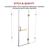 1000 x 900mm Frameless 10mm Glass Shower Screen By Della Francesca - Close-Up Angle
