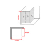 1100 x 800mm Frameless 10mm Glass Shower Screen By Della Francesca - Low Angle