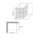 1200 x 900mm Frameless 10mm Glass Shower Screen By Della Francesca