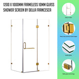 1200 x 1000mm Frameless 10mm Glass Shower Screen By Della Francesca - Front View