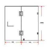 120 x 200cm Wall to Wall Frameless Shower Screen 10mm Glass By Della Francesca