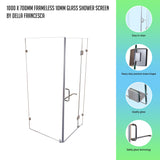 1000 x 700mm Frameless 10mm Glass Shower Screen By Della Francesca