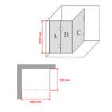 1000 x 700mm Frameless 10mm Glass Shower Screen By Della Francesca - Low Angle