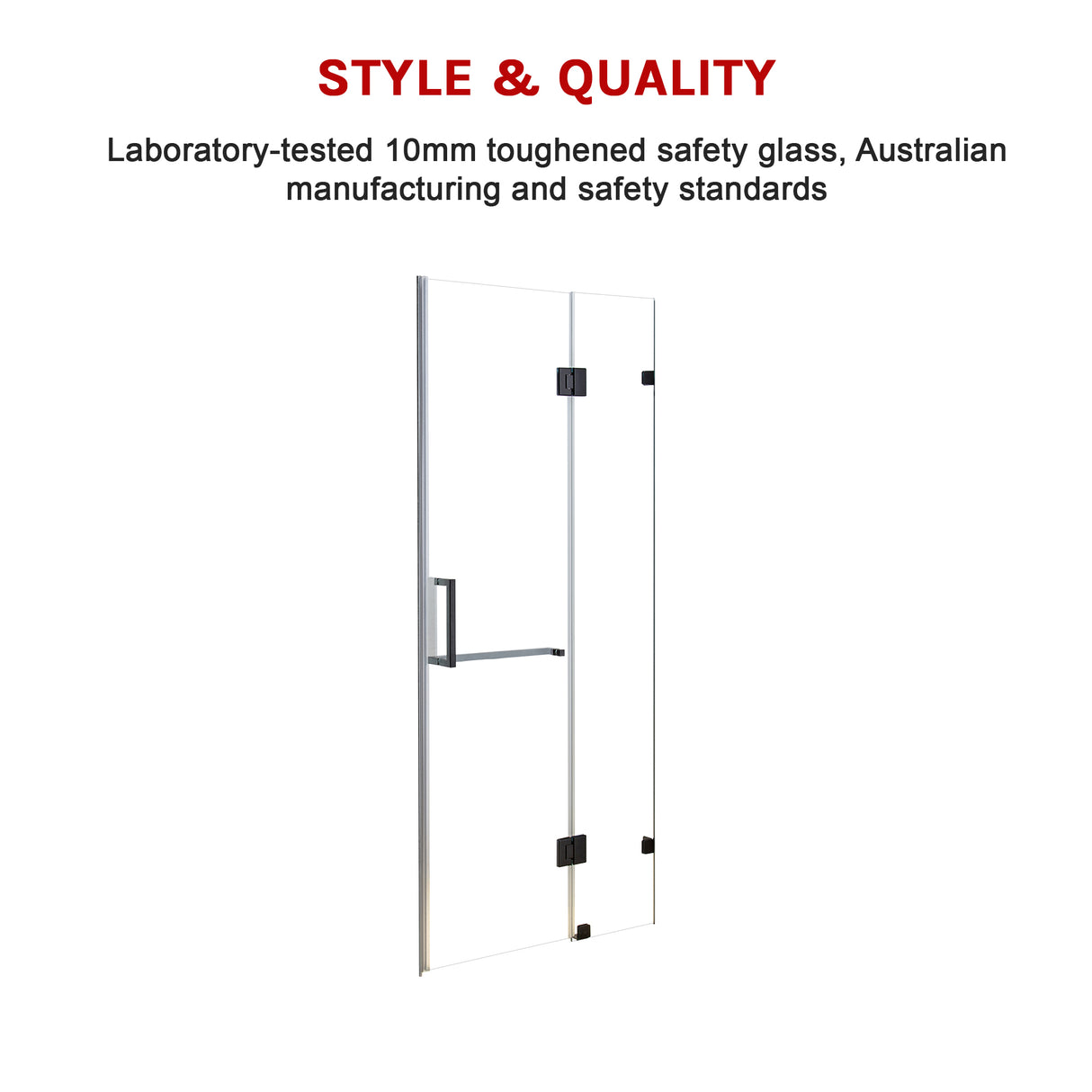 100 x 200cm Wall to Wall Frameless Shower Screen 10mm Glass By Della Francesca