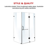 1200 x 1000mm Frameless 10mm Glass Shower Screen By Della Francesca - 45-Degree Angle