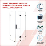 1200 x 800mm Frameless 10mm Glass Shower Screen By Della Francesca - Front View