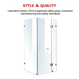 1000 x 900mm Frameless 10mm Glass Shower Screen By Della Francesca - 45-Degree Angle