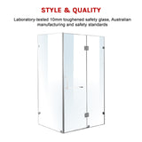 1200 x 700mm Frameless 10mm Glass Shower Screen By Della Francesca - 45-Degree Angle