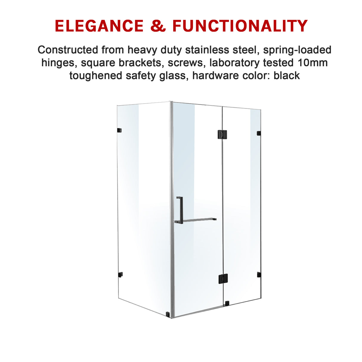 1200 x 1000mm Frameless 10mm Glass Shower Screen By Della Francesca