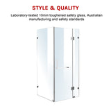 1100 x 1000mm Frameless 10mm Glass Shower Screen By Della Francesca - 45-Degree Angle