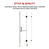110 x 200cm Wall to Wall Frameless Shower Screen 10mm Glass By Della Francesca - 45-Degree Angle