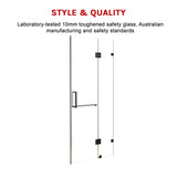 100 x 200cm Wall to Wall Frameless Shower Screen 10mm Glass By Della Francesca - 45-Degree Angle